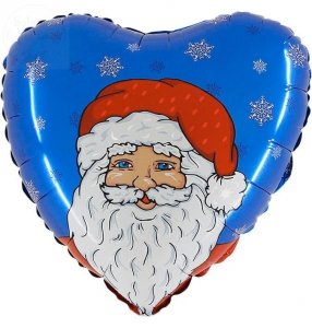 Balon 18 cali serce niebieskie z Mikołajem