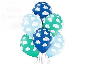Balony chmurki błękit mix kolor 1szt