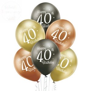 Balony 12 cali Glossy 40 urodziny Glossy mix kolor 1szt
