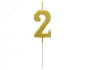 Świeczka piker złota metaliczna 2 - 9,5cm