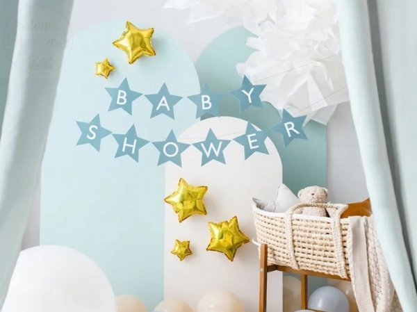 Baner Baby Shower 290 x 16,5 cm jasny niebieski