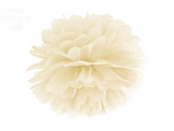 Pompon bibułowy kremowy 35cm 1szt