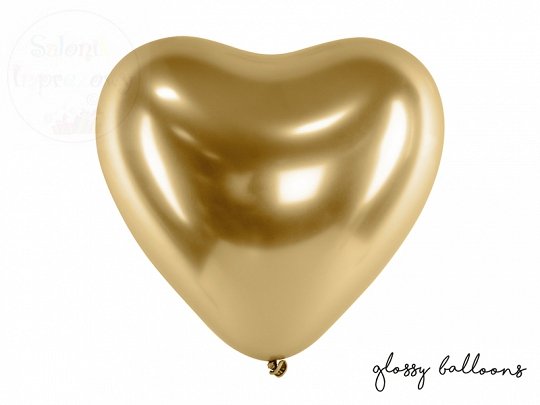 Balony chrom złote serca 30 cm