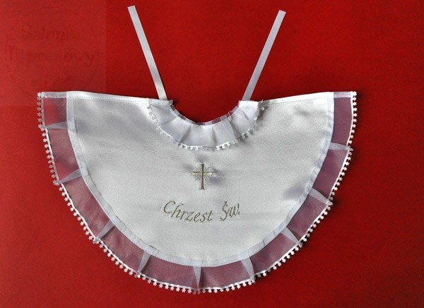 Szatka pelernyka do chrztu biała + srebrny haft