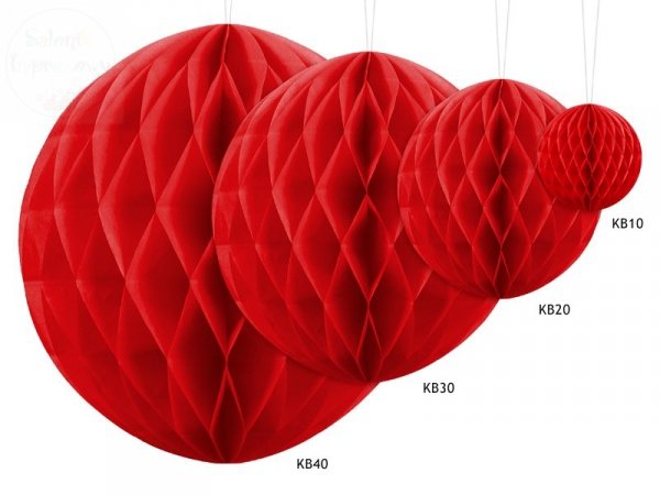 Kula bibułowa czerwona 20cm