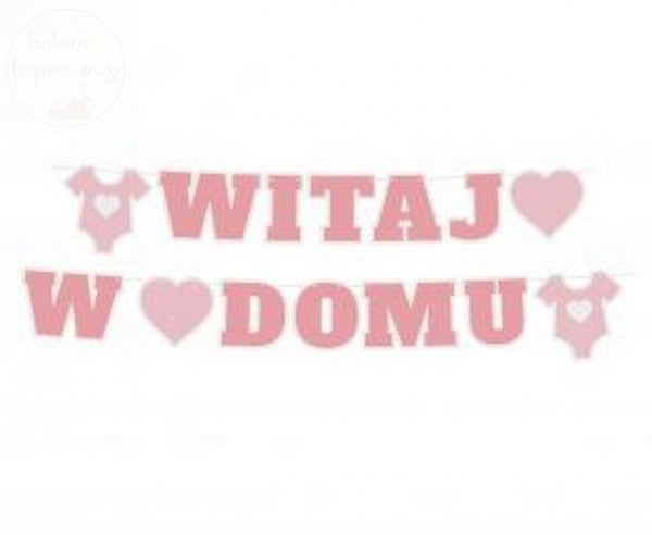 Girlanda papierowa Witaj w domu różowa 280 cm