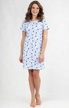 Koszula nocna niebieska z krótkim rękawem w groszki Regina 147 2XL-4XL 