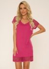Beżowa koszula nocna z siateczką wiskoza De Lafense 767 Carmel 3XL-4XL