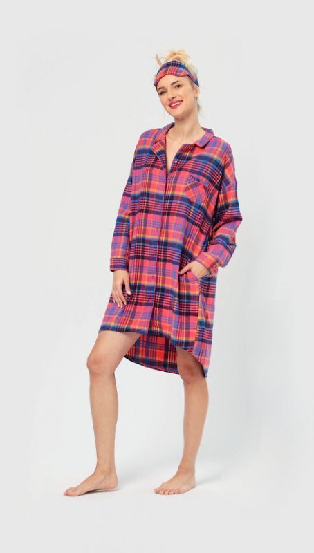 Ciepła koszula nocna flanelowa Key LND 483