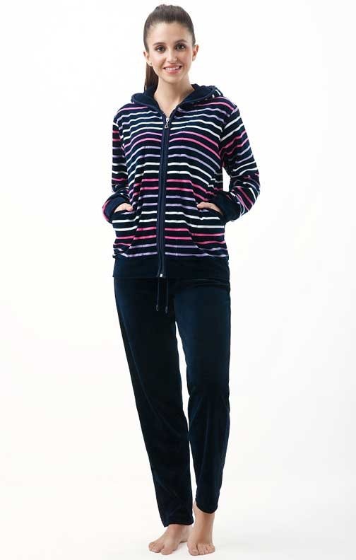 Welurowy dres damski Luna 341 granatowy