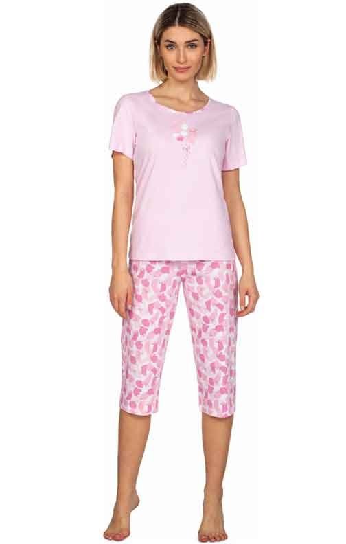 Różowa piżama damska bawełniana 3/4 Regina 661 XXL