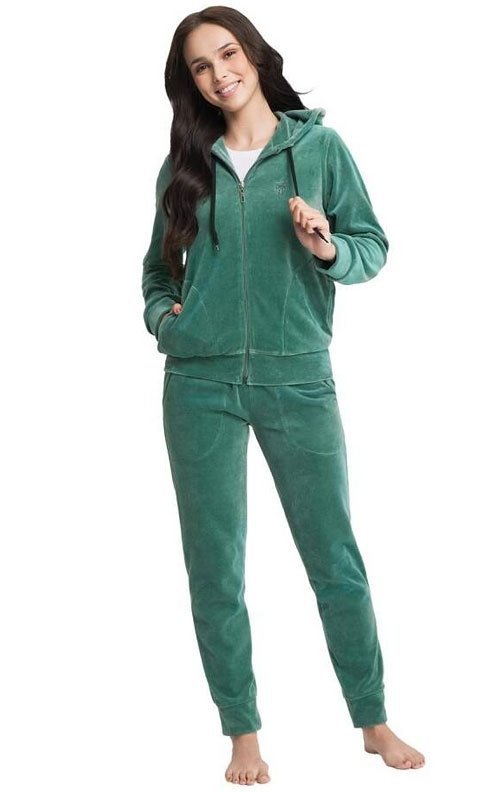 Luna 309 Welurowy dres damski 3XL zielony