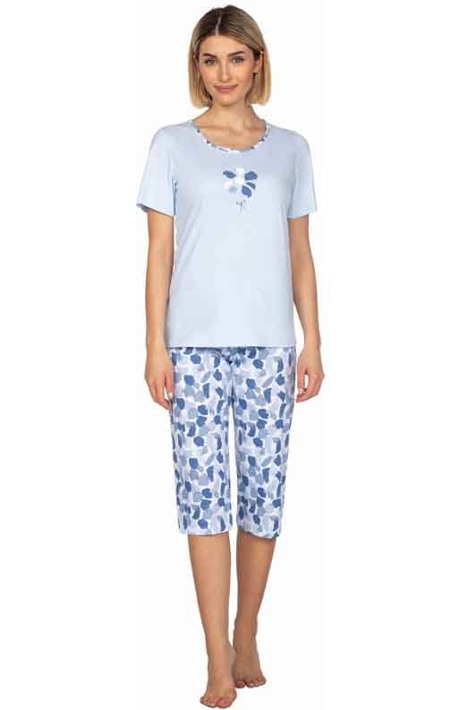 Niebieska piżama damska bawełniana 3/4 Regina 661 XXL