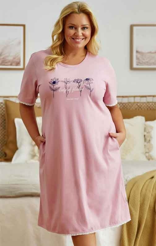 Różowa koszula nocna z kieszeniami Doctor Nap 5366