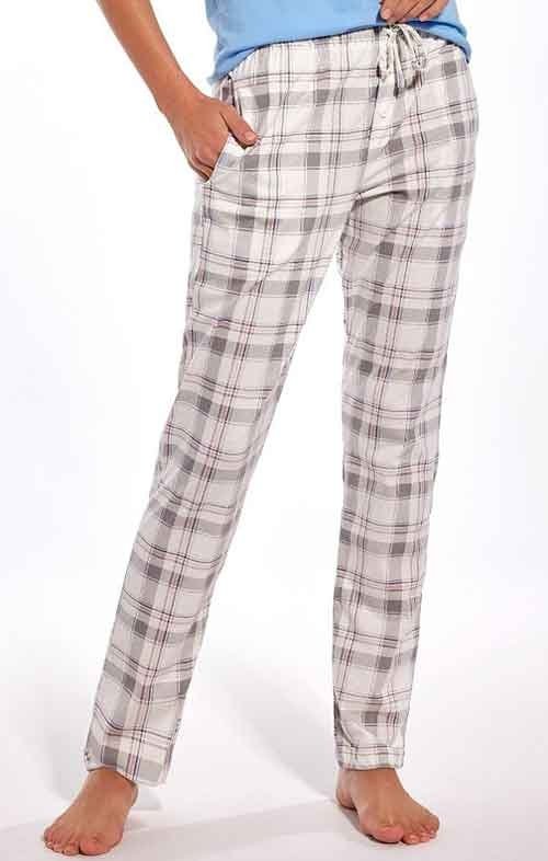 Długie spodnie piżamowe w kratkę z kieszeniami Cornette 690/39