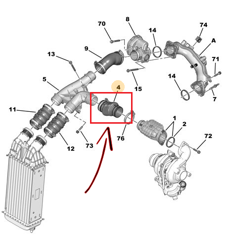 Rura Wąż Intercoolera 1.6 Hdi 0382Pj 9685598580 - Spacetourer <2016R - Spacetourer - Citroen