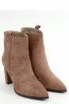 Botki na obcasie klasyczne ciemny beż RB106P KHAKI - Inello