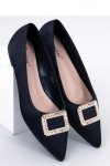 Baleriny eleganckie z kamieniami LORELLA BLACK - Inello