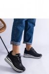 Czarne sneakersy na platformie zdobione brokatem i metaliczną wstawką Ursula - Solea