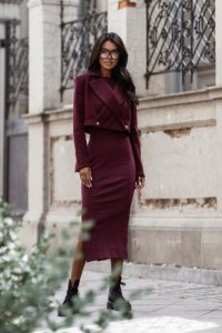 Sukienka Komplet Model Ellie 37009467 Bordo - LaBalancia 