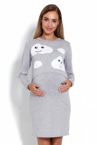 Koszulka nocna Koszula Nocna Ciążowa  Model 1682 Grey - PeeKaBoo