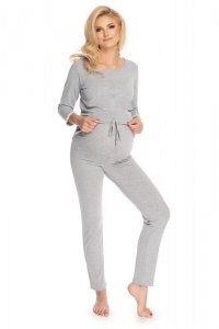 Piżama Damska Ciążowa Model 0181 Grey - PeeKaBoo