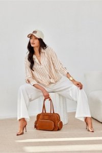 Koszula Damska Model Nadia BEZ BLU0199 Beige - Roco Fashion