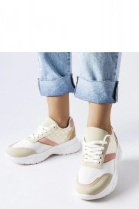 Beżowo-białe sneakersy ze złotym akcentem duffy - Solea