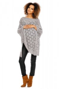 Sweter Poncho model 30012C Light Gray - PeeKaBoo
