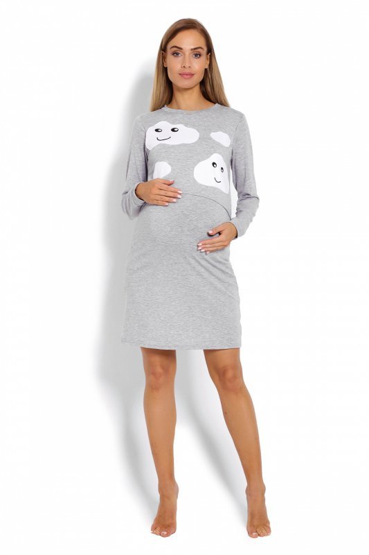 Koszulka nocna Koszula Nocna Ciążowa  Model 1682 Grey - PeeKaBoo
