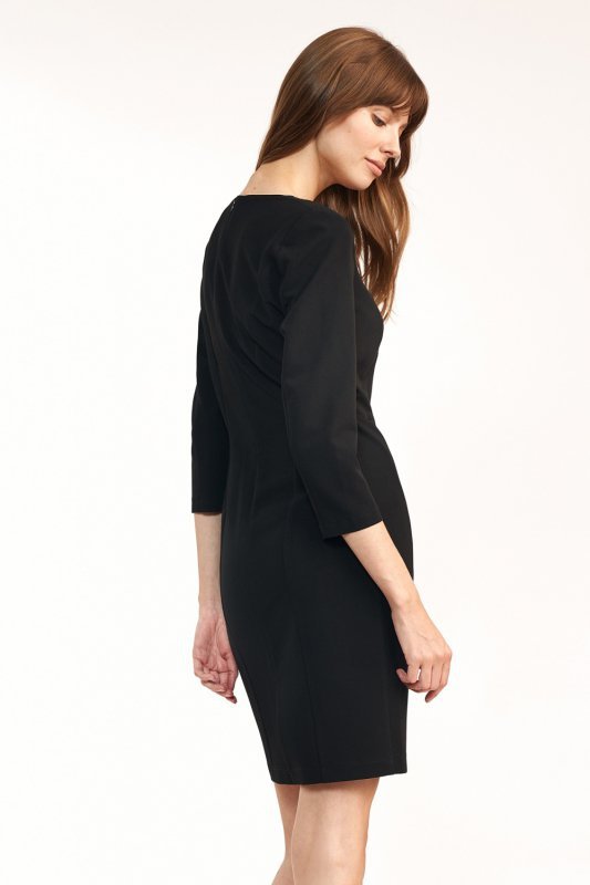 Sukienka Dopasowana czarna sukienka mini  S185 Black - Nife