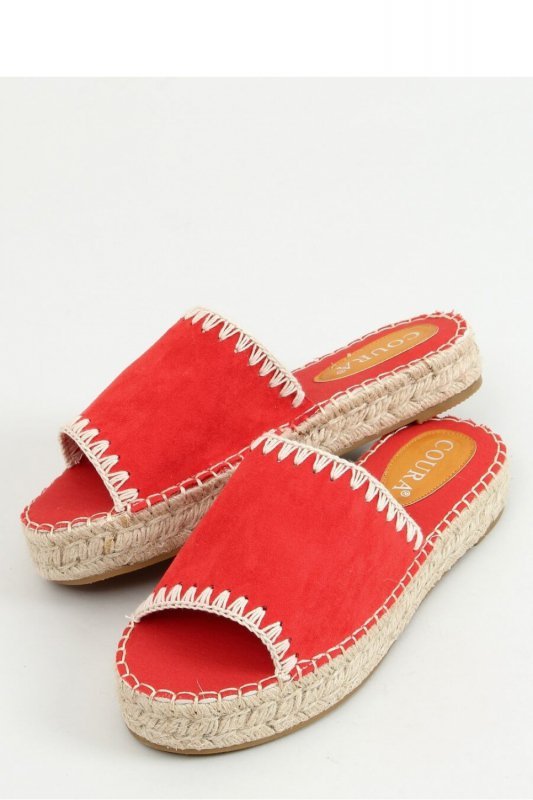 Sandał Klapki damskie espadryle LEVEN RED - Inello