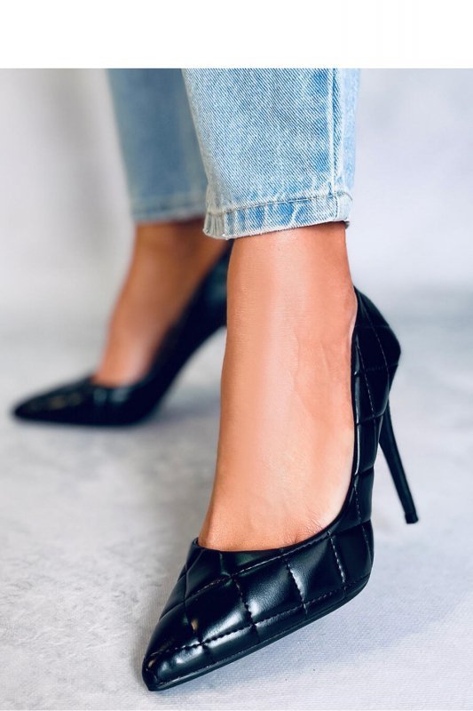 Czółenka na szpilce pikowane RAQUEL BLACK - Inello