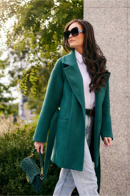 Płaszcz Damski Model BUT PLA0027 Bottle Green - Roco Fashion