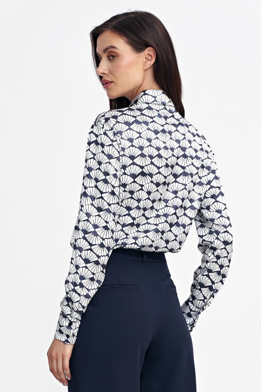 Satynowa koszula body K83 Navy/Wzór - Nife