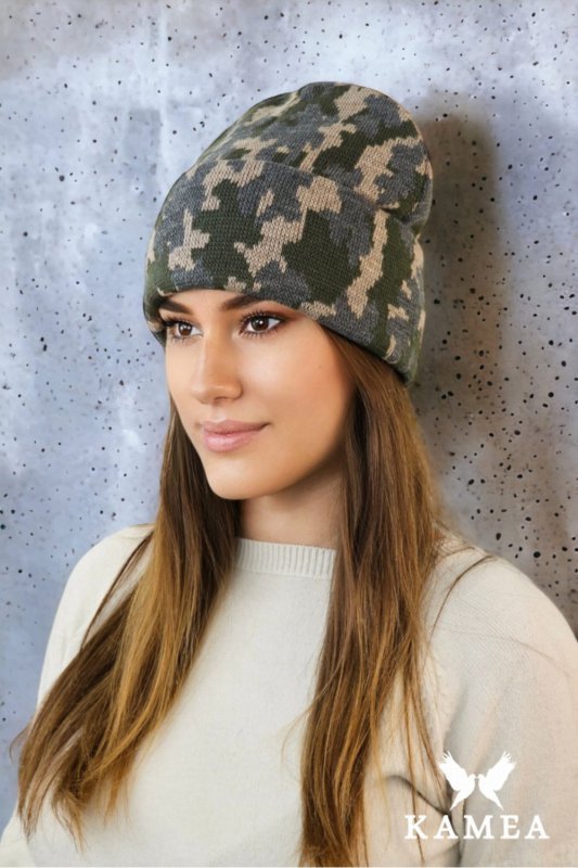VENTURA zimowa  czapka moro beanie  kolor grafitowy - Kamea