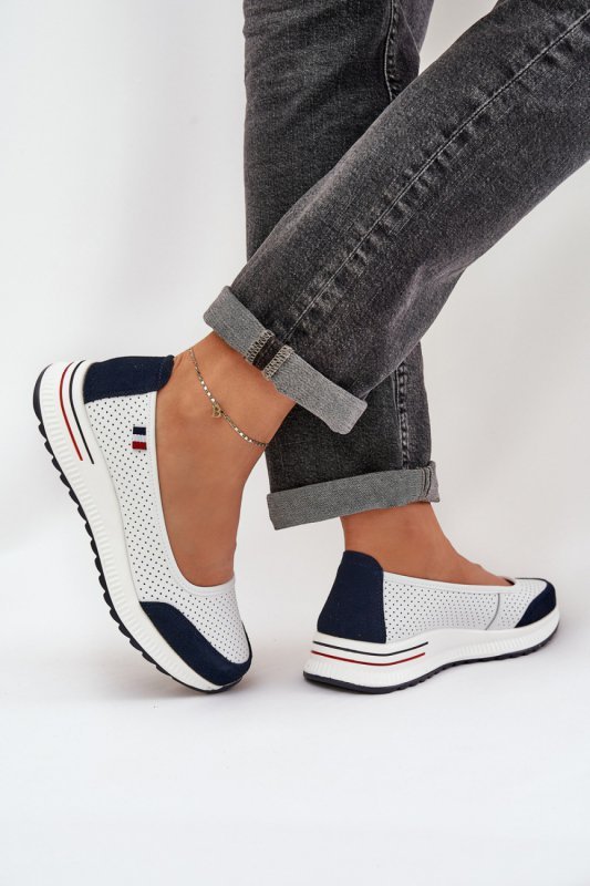 Baleriny Model Nelviera 24PB18-7815 White/Navy - Step in style