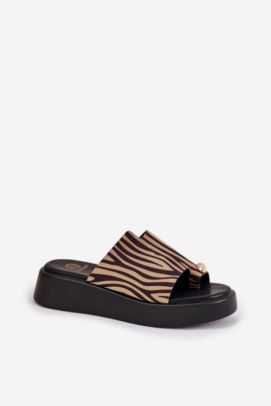 Sandał Klapki Model Saqesse MANO777 Zebra Black/Beige - Step in style