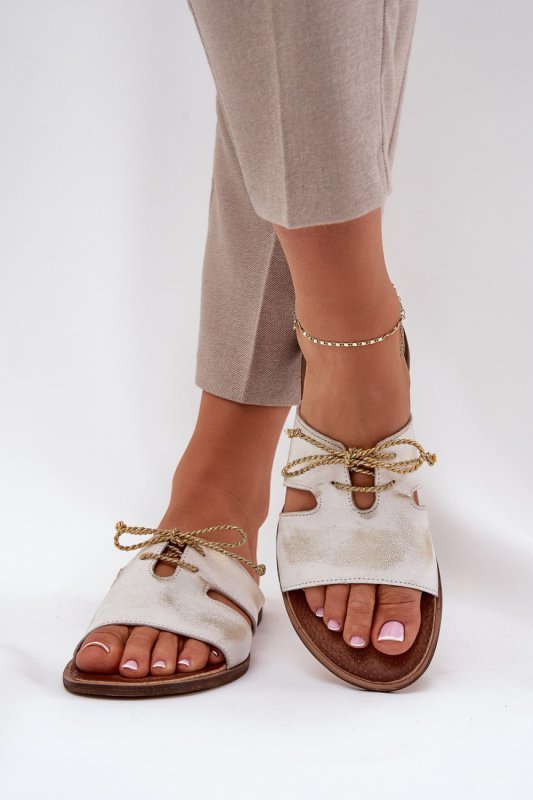 Sandał Klapki Model Zazoo 3022 Złoty Przecierany - Step in style