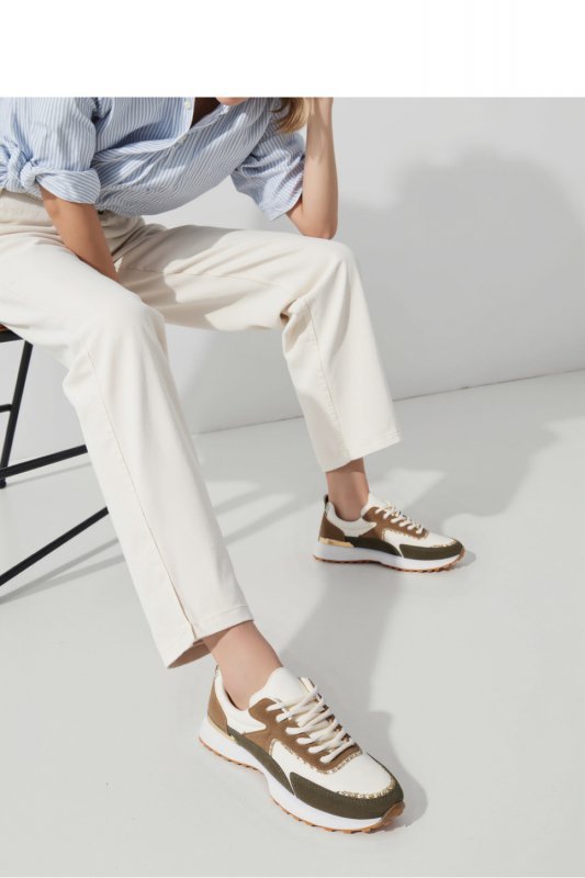Damskie Sneakersy WHITE ARMY GREEN - Inello