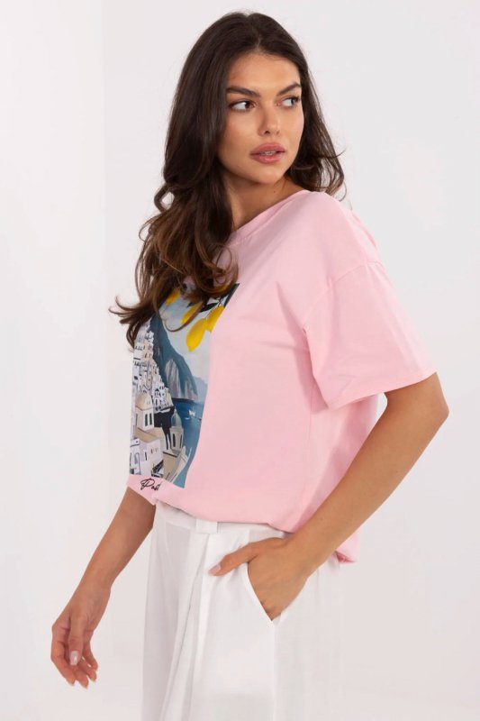 Tshirt Damski Model MI-TS-M3221-1.20P Light Pink - Italy Moda