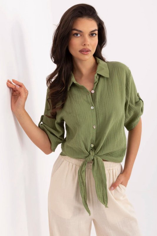 Koszula Damska Model DHJ-KS-8595.11 Khaki - Italy Moda