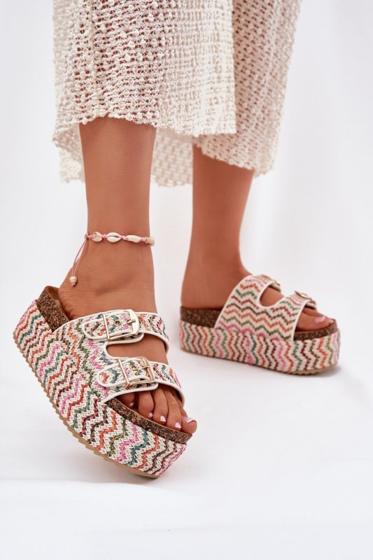 Sandał Klapki Model Eradriana SS-166 Multicolor White - Step in style
