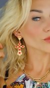 EARRINGS GOLD LONG ZIRCONIA WEDDING WEDDING