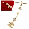 Gold plated belly button ring 14k with zirconia