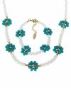 Jewelry set for a girl set necklace bracelet surgical steel crystals pearl
