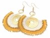 Golden earrings silk flowers