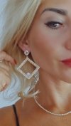 EARRINGS GOLD LONG ZIRCONIA WEDDING WEDDING