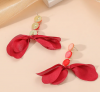 Golden earrings silk flowers
