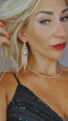 EARRINGS GOLD LONG ZIRCONIA WEDDING WEDDING